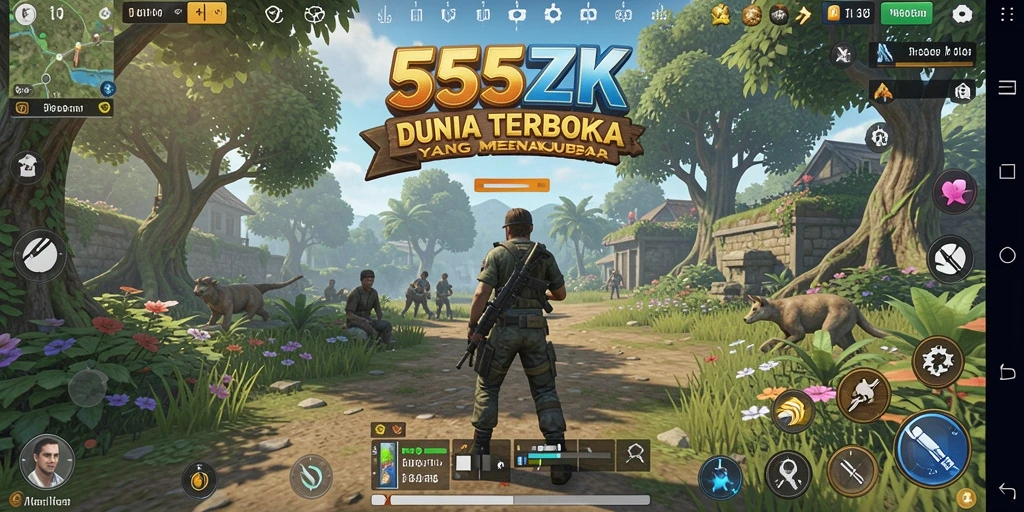 Tangkapan layar gameplay dari petualangan Open World di 555ZK.