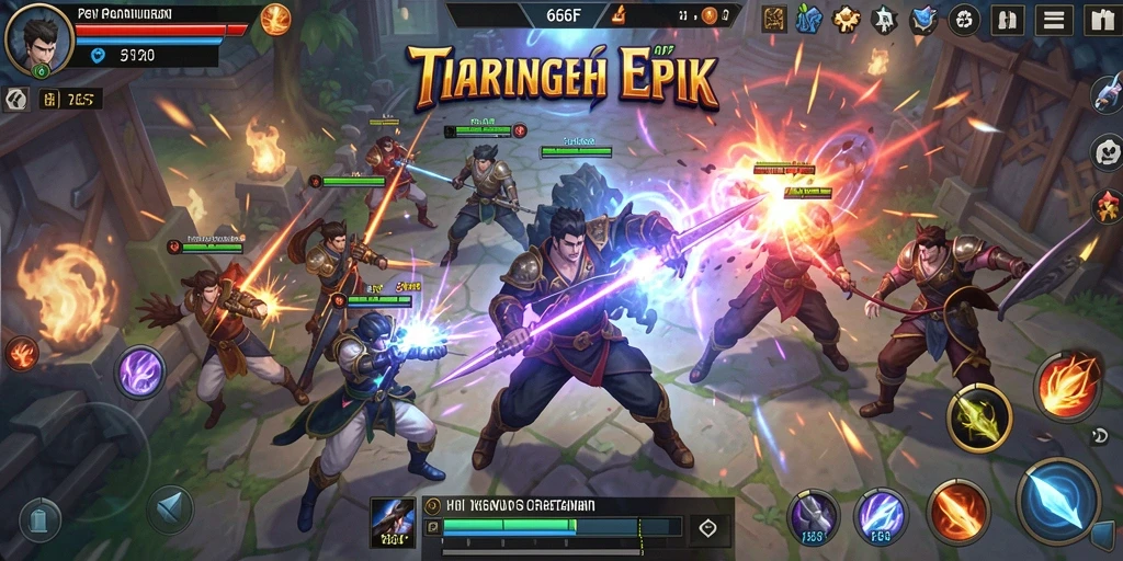 Tangkapan layar gameplay <strong>666F</strong> menunjukkan pertempuran strategi yang intens dan mendebarkan.