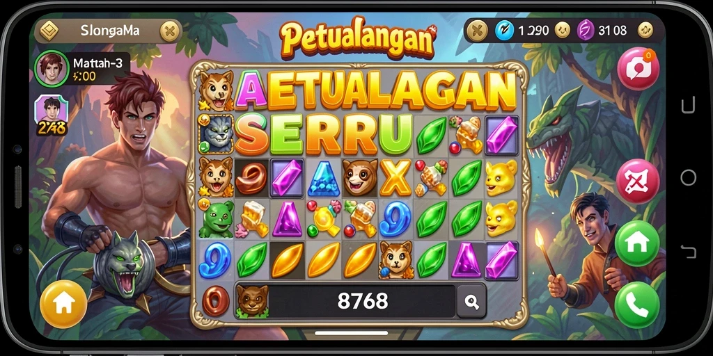 Tampilan gameplay 8768 yang menarik dalam permainan Match-3.