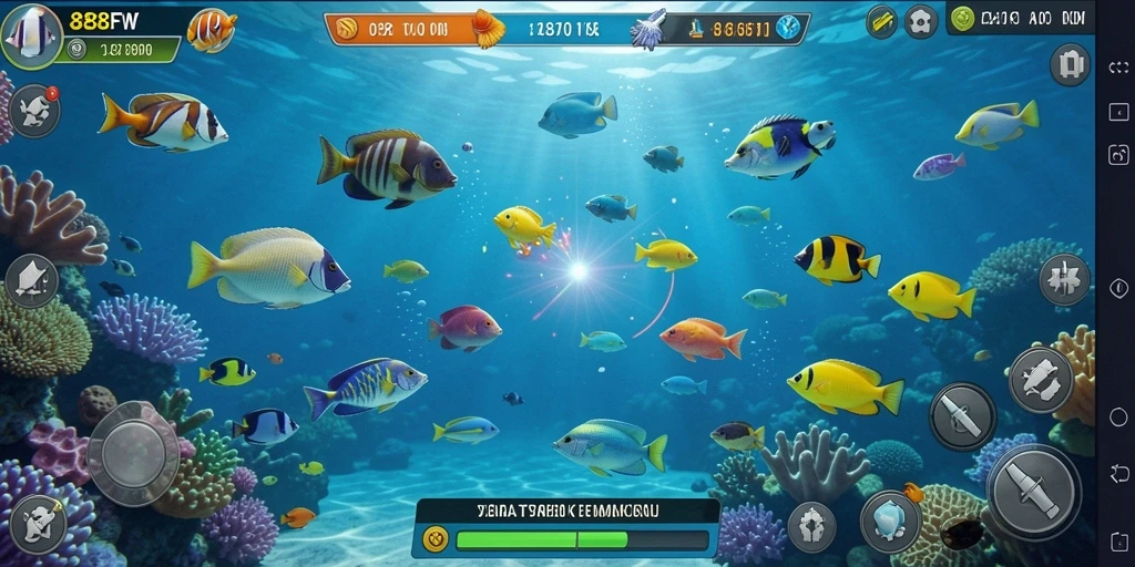 Tampilan gameplay menarik dari 888FW dengan aksi menembak ikan.