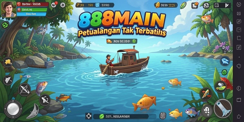 Tampilan seru gameplay Fishing di 88MAIN dengan berbagai ikan dan lokasi memancing.
