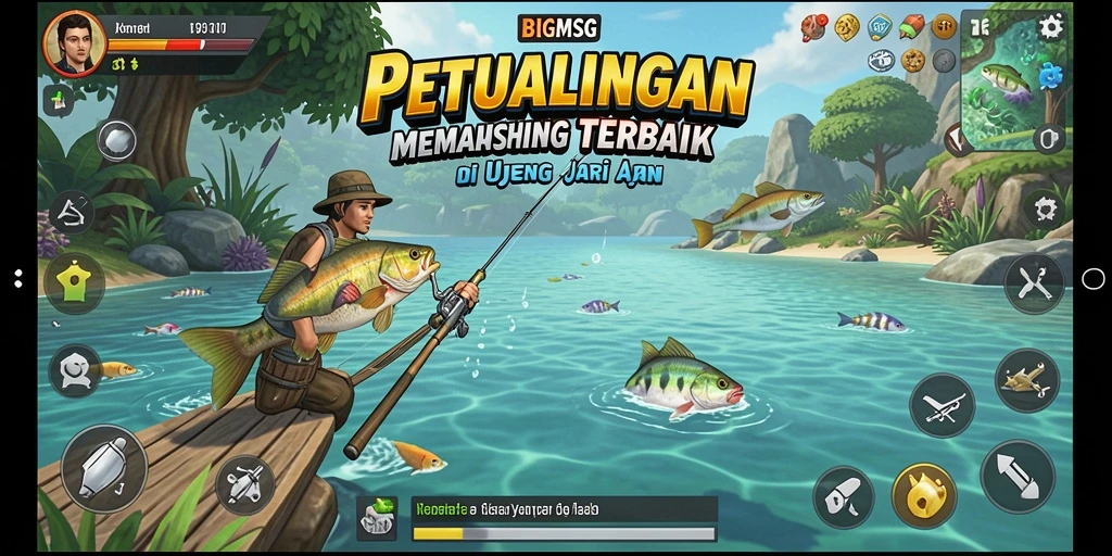 Tampilan mendetail dari gameplay memancing di BIGMSG yang menarik.