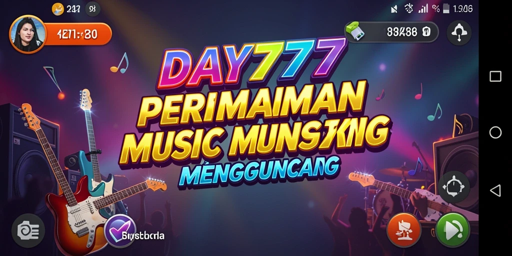 Tampilan gameplay DAY777 yang seru dengan berbagai genre musik.