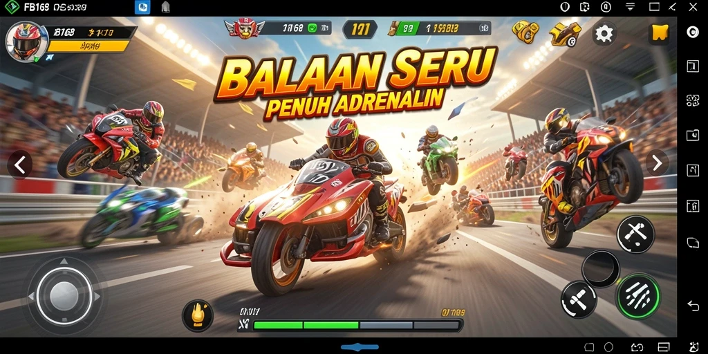 Gameplay Racing FB168 yang mendebarkan dengan mobil cepat dan trek menantang.