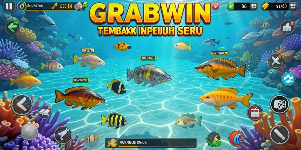 Tampilan gameplay seru dari GRABWIN saat menembak ikan.