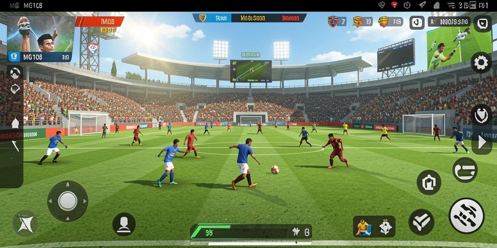 Screenshot MG108 menampilkan aksi seru dalam pertandingan olahraga.