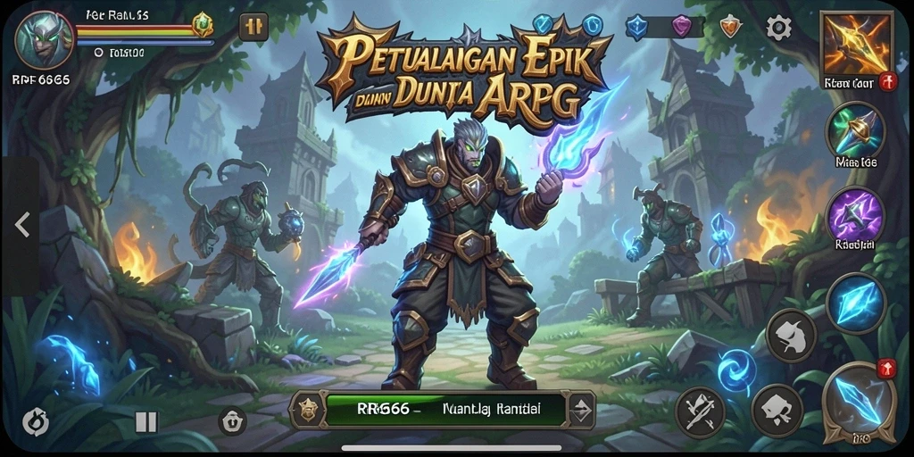 Tangkapan layar menggambarkan pertarungan epik dalam game ARPG yang menarik.