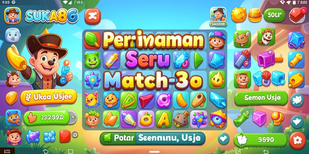 Tampilkan gameplay seru SUKA86 dengan grafis menawan dan tantangan Match-3.