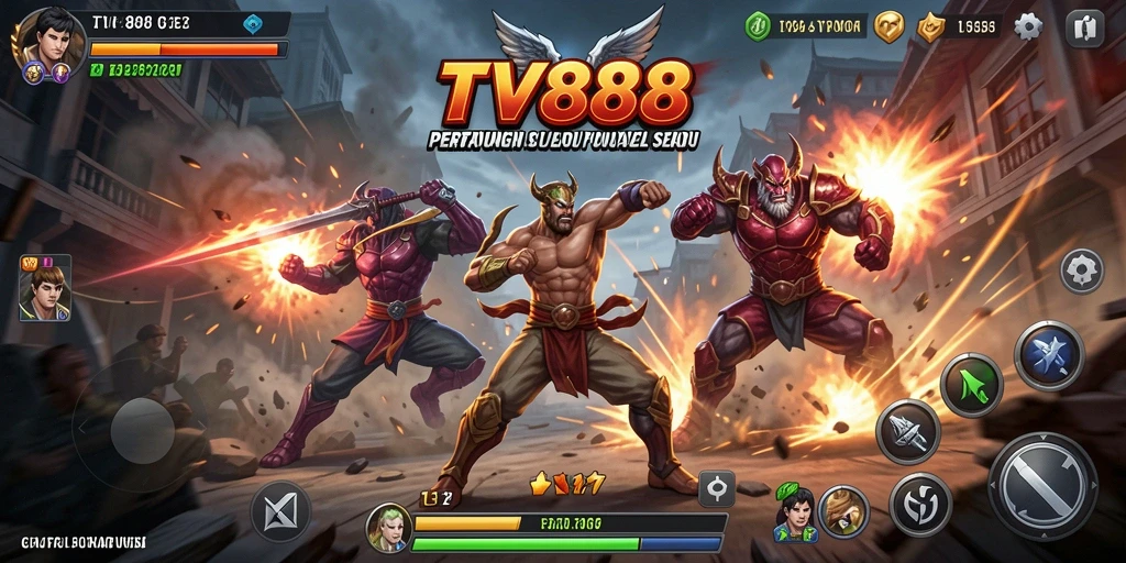 Tampilan gameplay TV888 yang intens dan mendebarkan dalam pertarungan.