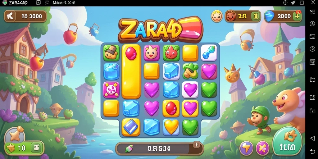 Tampilan gameplay ZARA4D dengan aksi Match-3 yang seru.
